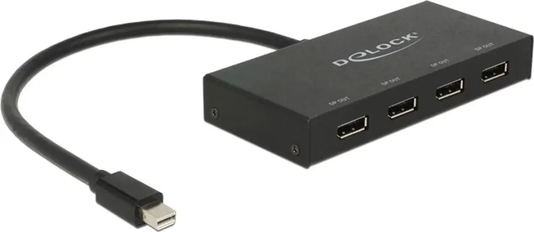Delock DisplayPort 1.2 Splitter 1x mini DisplayPort naar 4x DisplayPort - 4K - Zwart