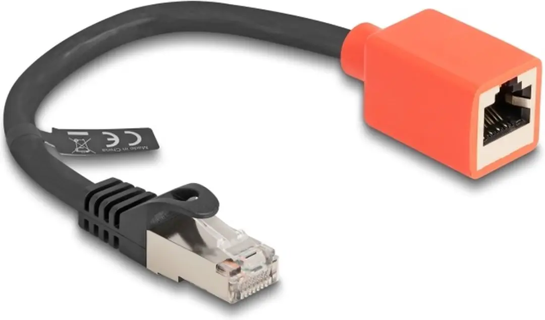 Delock RJ45 Beschermadapter Cat.6A S/FTP 20cm - Zwart/Rood