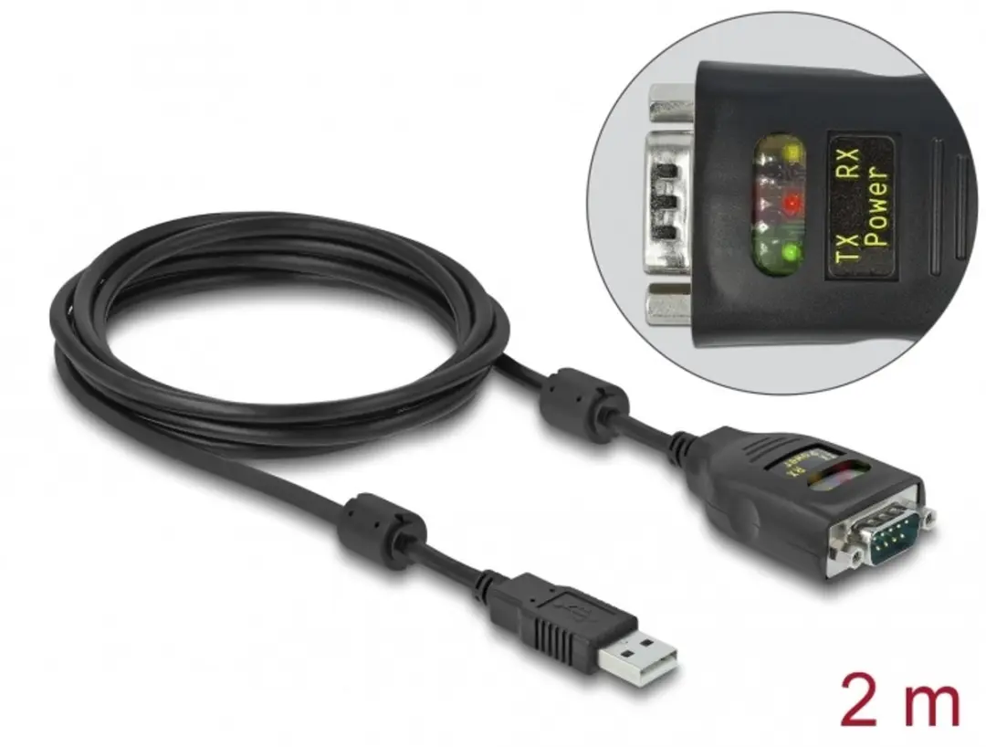 Delock USB 2.0 naar RS-232 Adapter 2.5kV - 2m - Zwart