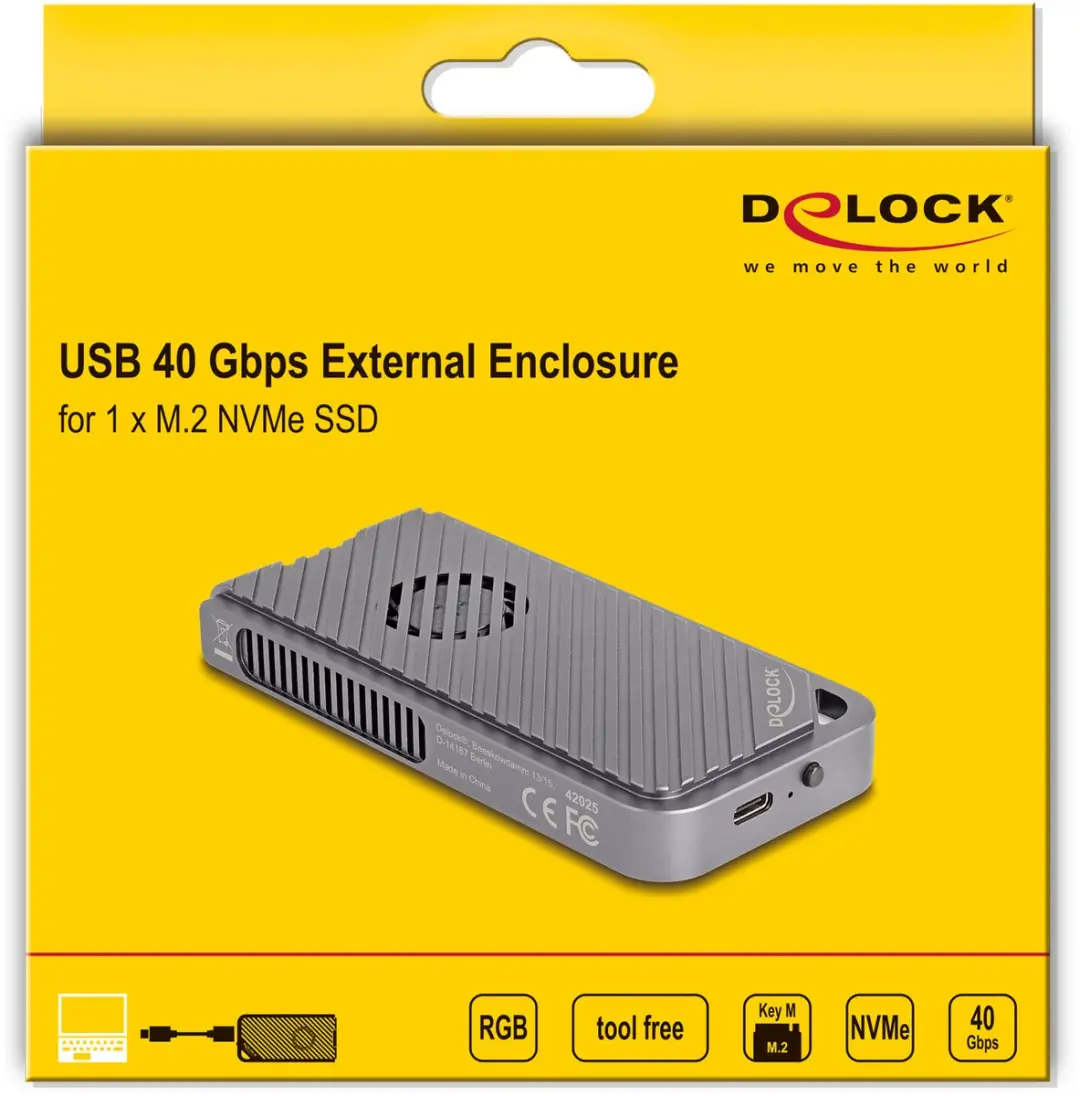 Delock USB 42025 M.2 NVMe Behuizing - Grijs