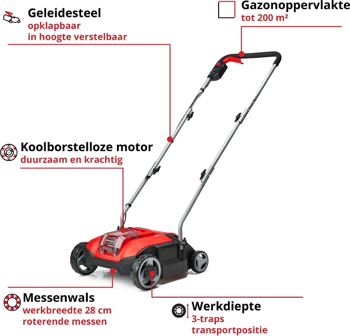 Einhell Accu Verticuteerder GC-SC 18/28 Li Solo Power X-Change - 28cm