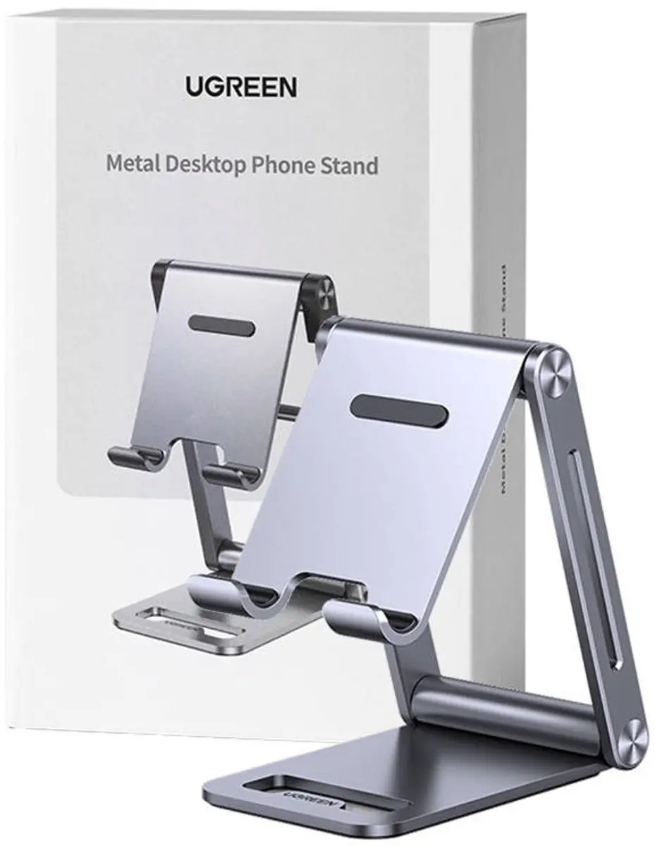 Ugreen 6957303806379 Opvouwbare Telefoonstandaard - Aluminium - 4 Inch - Zilver - afbeelding 6 van 6