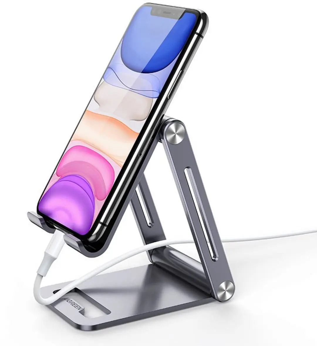 Ugreen 6957303806379 Opvouwbare Telefoonstandaard - Aluminium - 4 Inch - Zilver