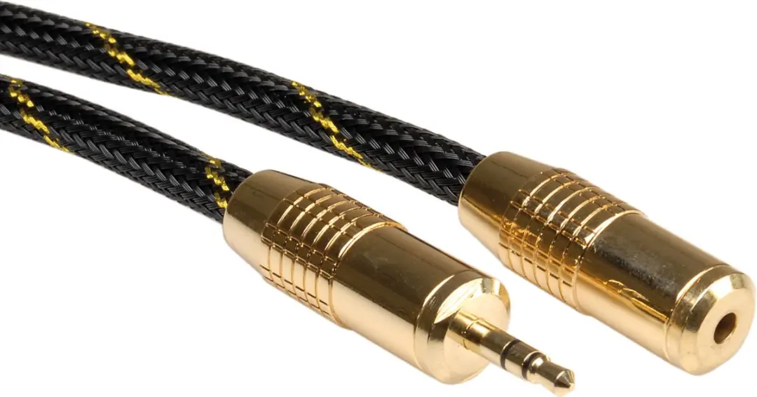 Roline GOLD 3,5mm Audio Verlengkabel 2,5m - Zwart/Goud