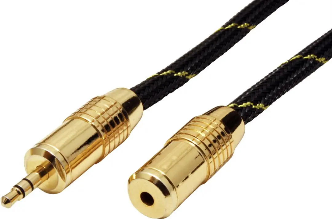 Roline GOLD 3,5mm Audio Verlengkabel 2,5m - Zwart/Goud