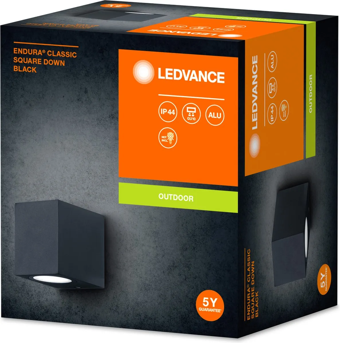 LEDVANCE ENDURA Classic Square Down Wandlamp GU10 - IP44 - Zwart - afbeelding 2 van 6