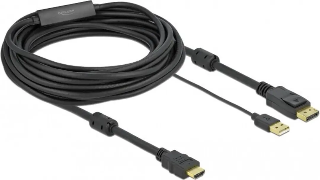Delock HDMI naar DisplayPort Kabel 7m - 4K 30Hz - USB-gevoed