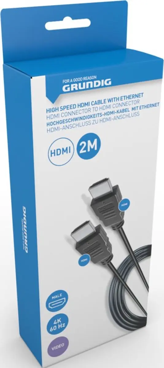 Grundig HDMI Kabel 4K 2m - met Ethernet - Zwart