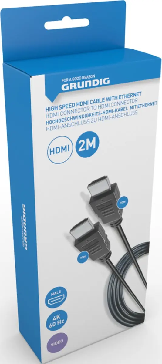 Grundig HDMI Kabel 4K 2m - met Ethernet - Zwart