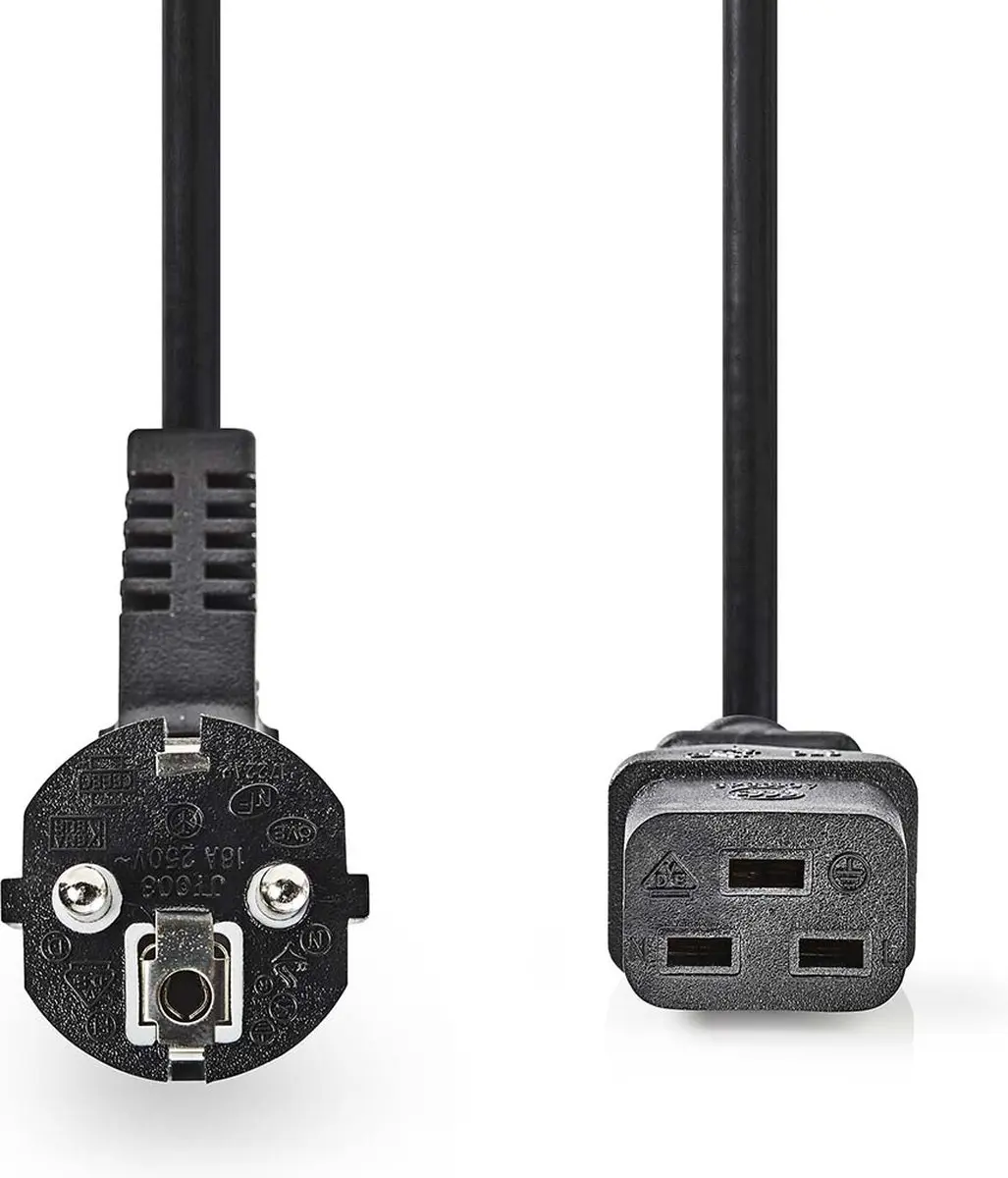 Nedis Stroomkabel Type F IEC-320-C19 Gehoekt 2.00m