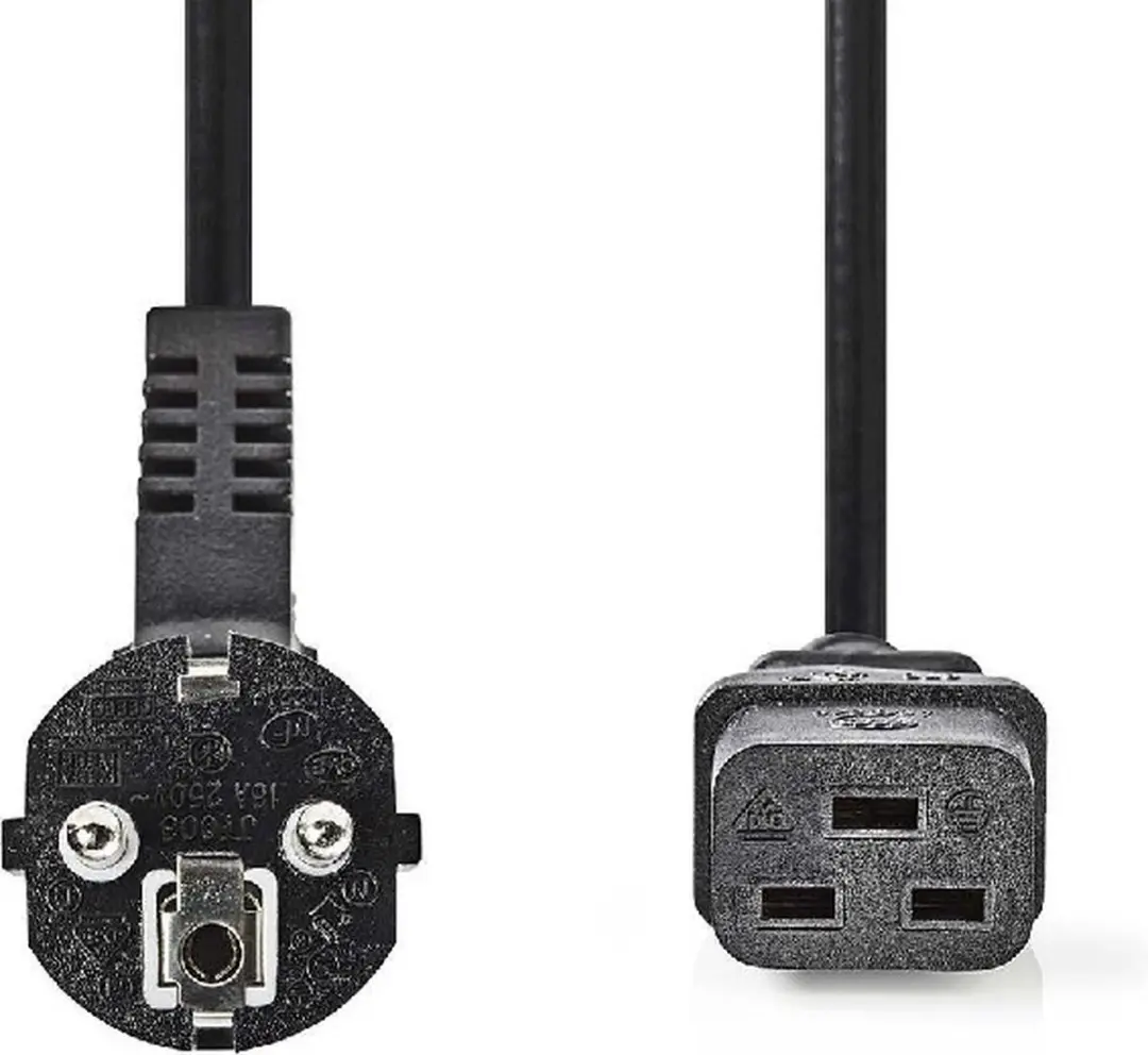 Nedis Stroomkabel Type F IEC-320-C19 Gehoekt 2.00m - Zwart