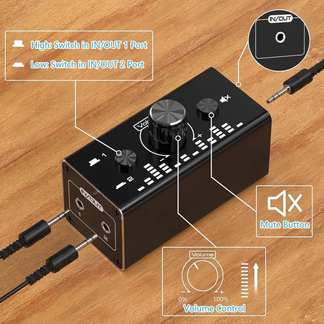 NÖRDIC SGM-224 Audio Switch - 2 In 1 Out / 1 In 2 Out - Zwart