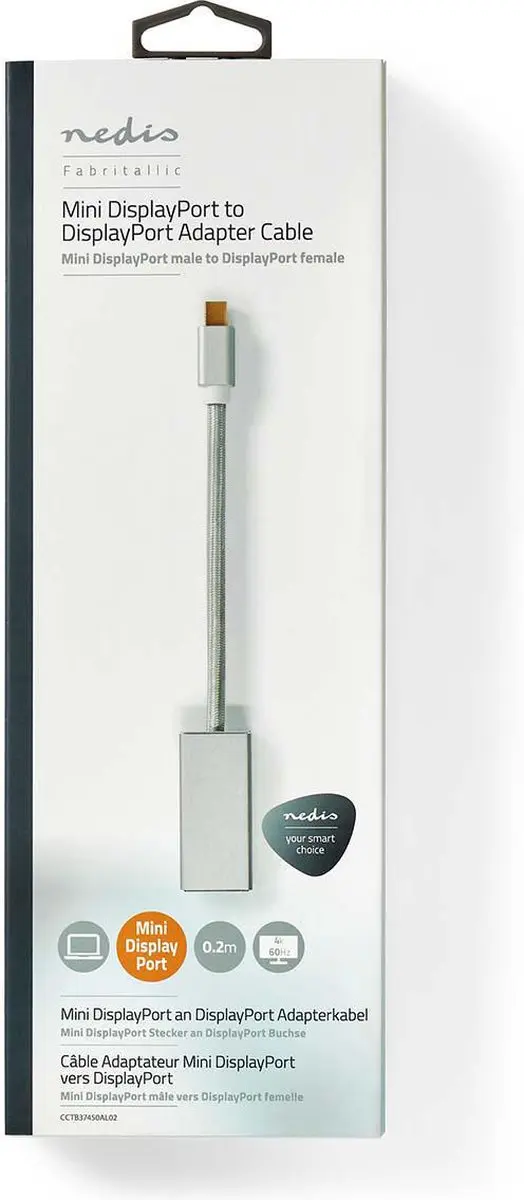 Nedis Mini DisplayPort-Kabel CCTB37450AL02 - 0,20m - Verguld - Zilver - afbeelding 6 van 6