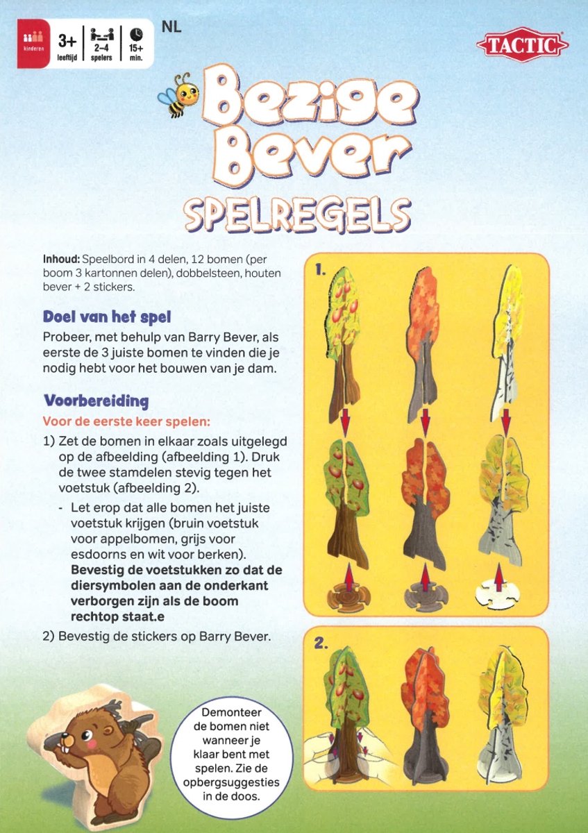 Tactic Bezige Bever – Bordspel – Geheugenspel met Bouwen – Spelenderwijs Leren – Familiespel – 2 tot 4 Spelers – Vanaf 3 Jaar