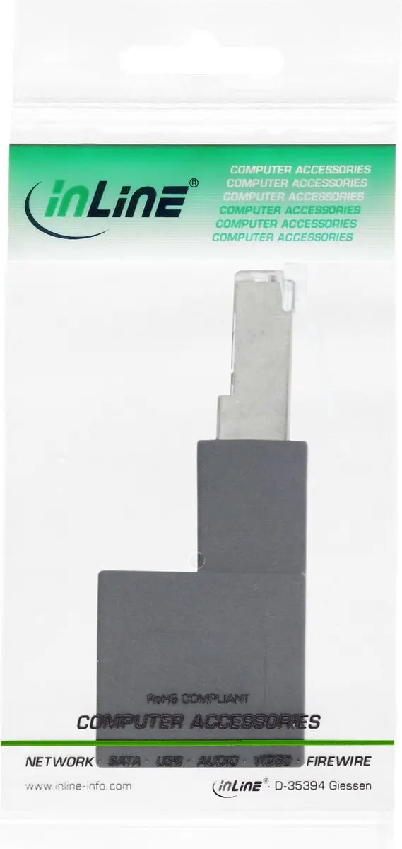 InLine STP CAT6a RJ45 Haakse Adapter - 10Gbit - Zwart