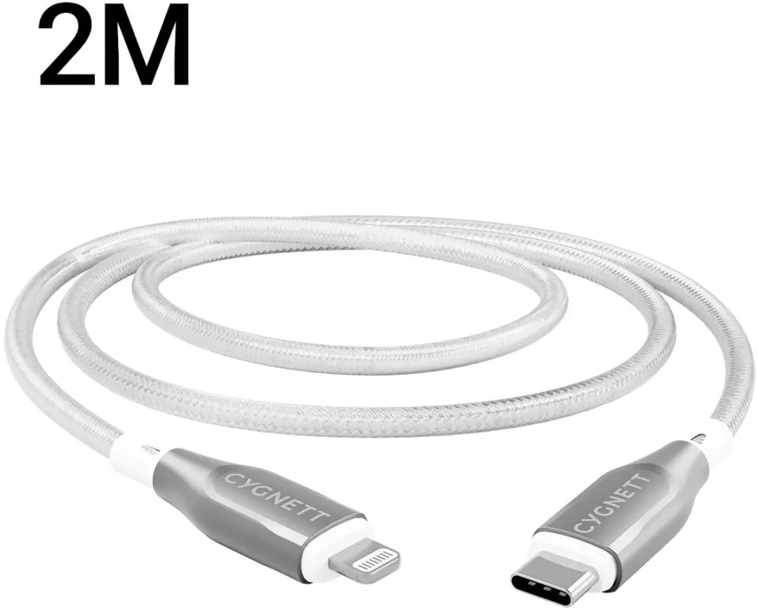 Cygnett USB-C naar Apple Lightning Kabel MFI 2m - Wit - afbeelding 6 van 6