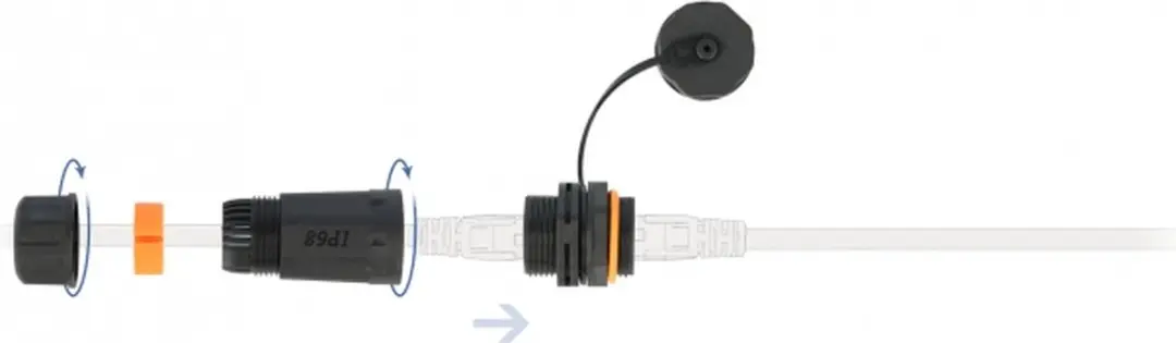 Delock RJ45 Bus-naar-Bus Kabelverbinder Cat.6A - Zwart/Oranje