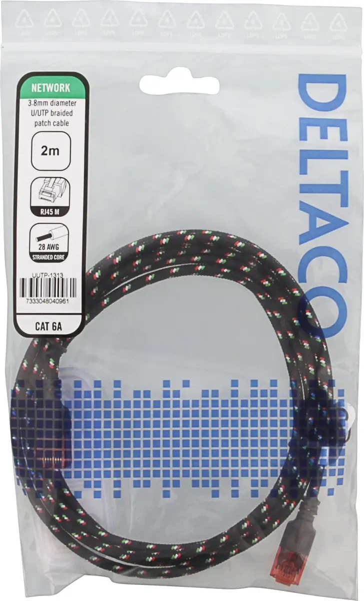 Deltaco UUTP-1313 Netwerkkabel Cat6a - 2m - Zwart