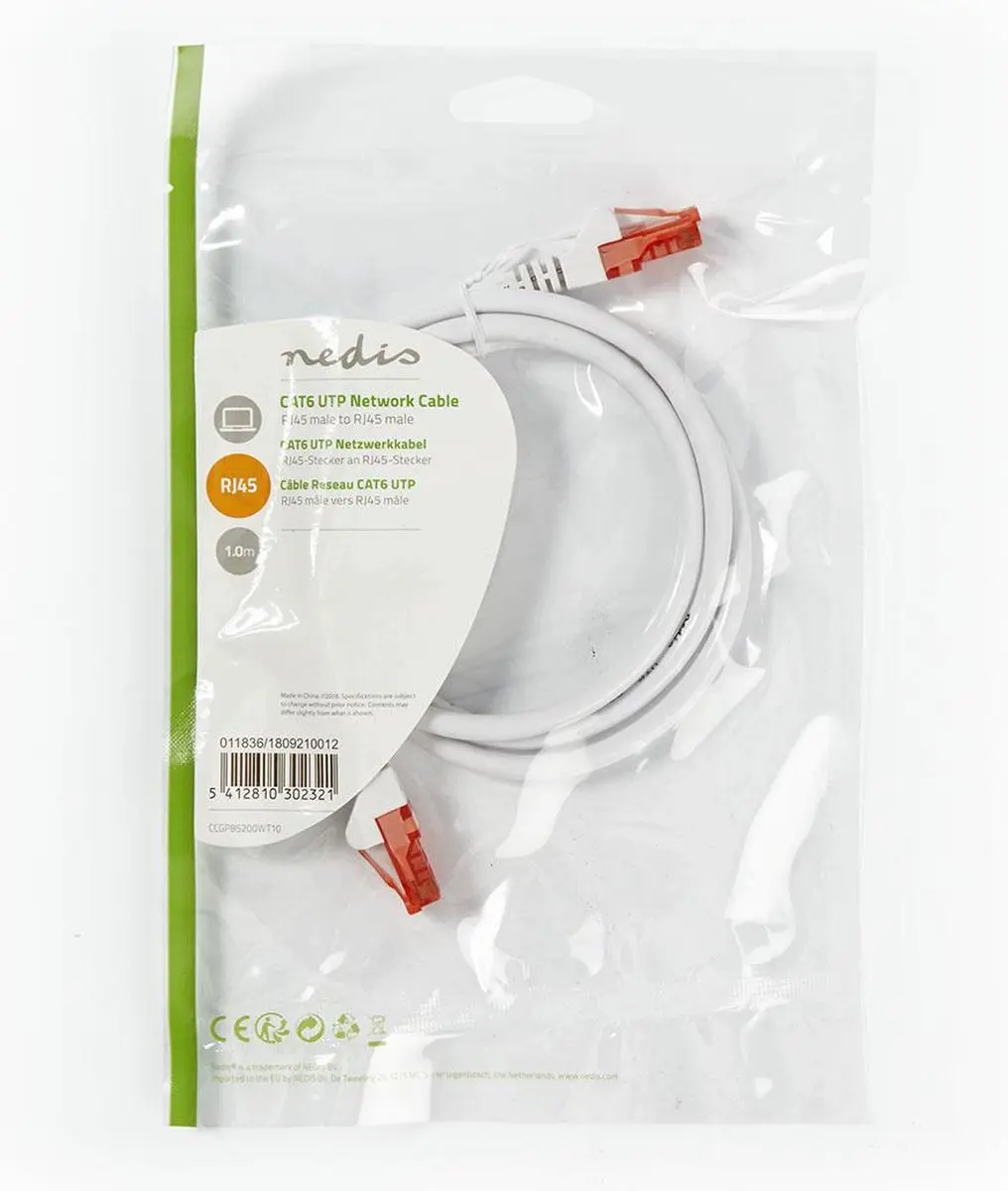 Nedis CAT6 Netwerkkabel CCGP85200WT10 - 1m - Wit
