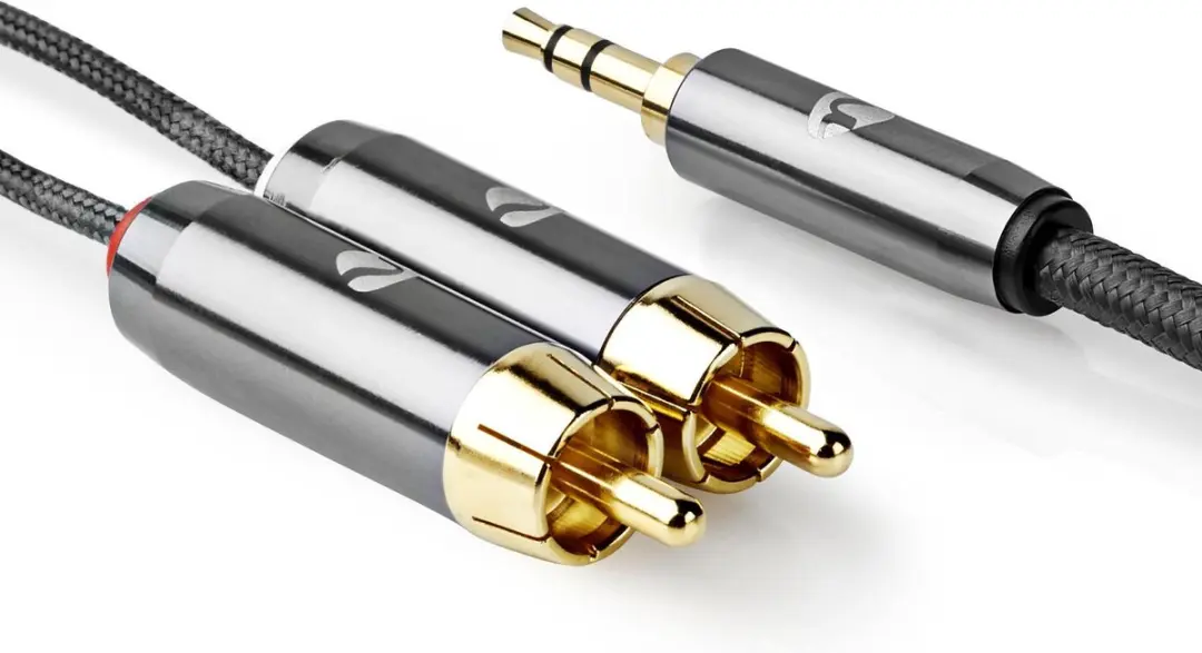 Nedis Stereo-Audiokabel 3,5mm Male - 2x RCA Male - 2m - Verguld - Grijs
