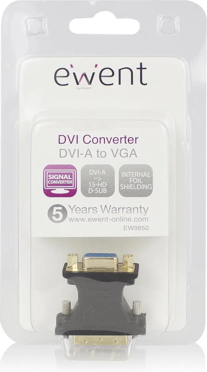 Ewent DVI-A naar VGA Adapter EW9850 - Zwart