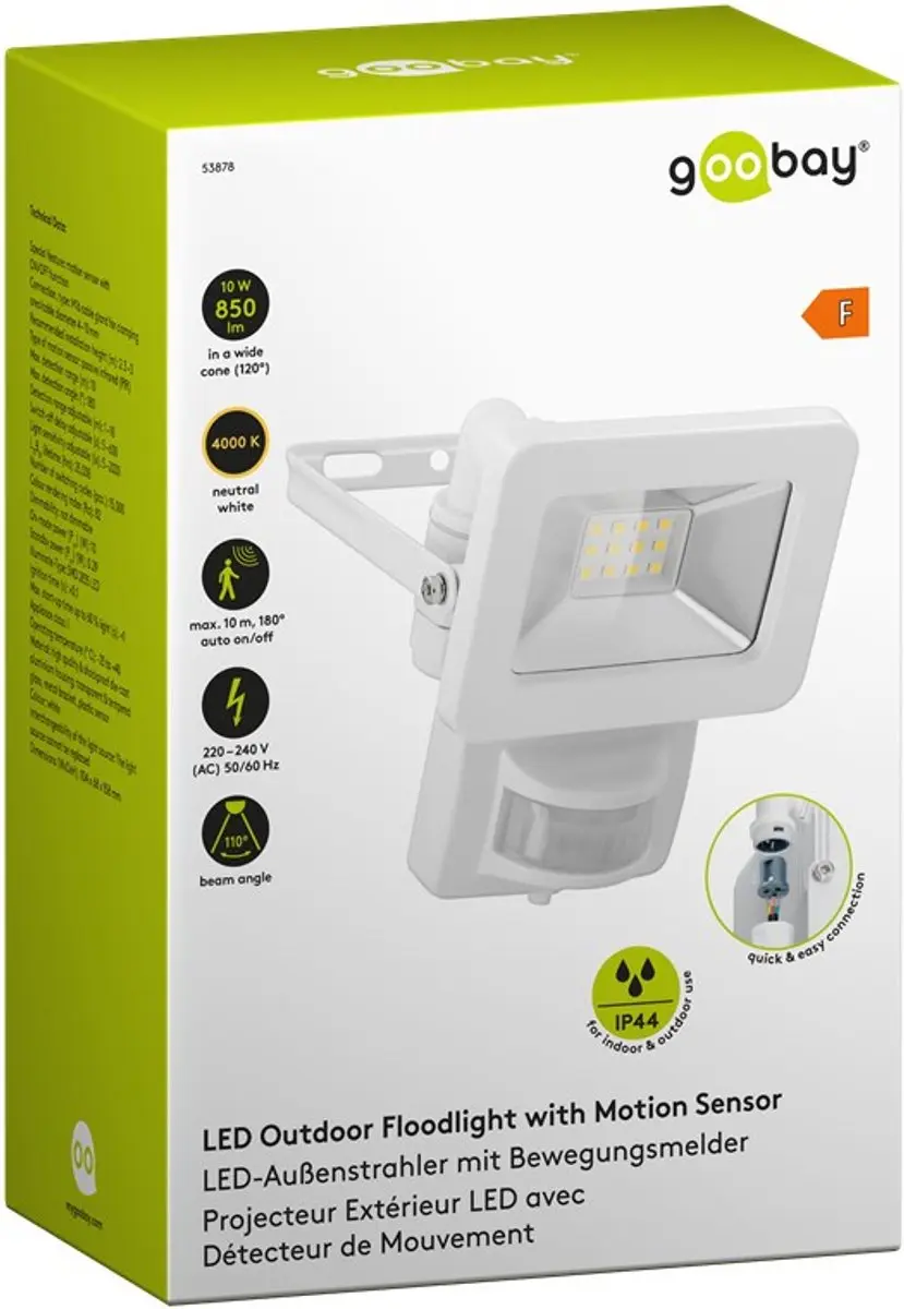Goobay LED-schijnwerper 10W Wit - Bewegingssensor