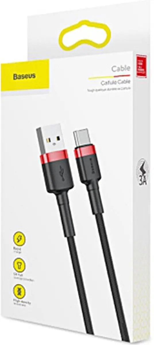 Baseus USB-C Kabel 3m - Zwart/Rood