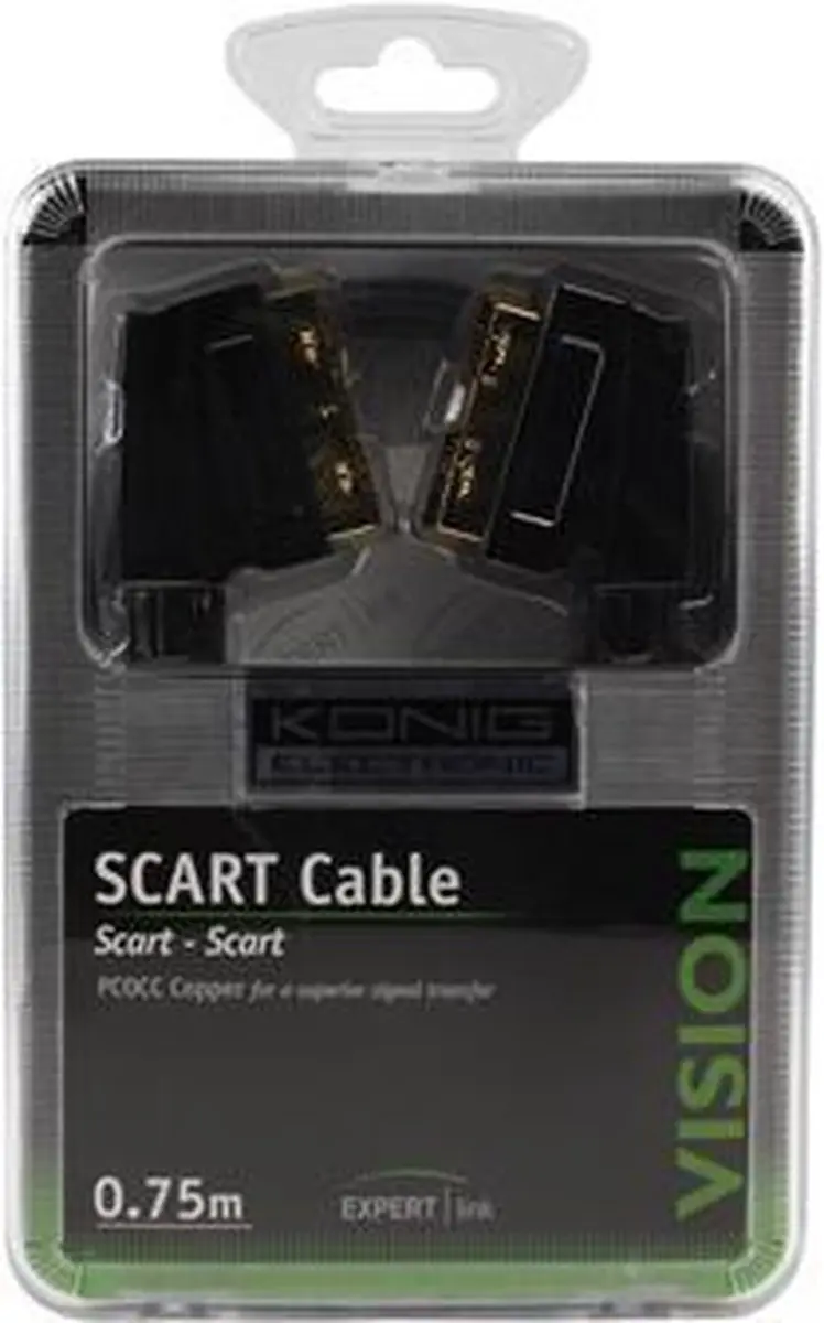 Konig PAV-1040-0.75 SCART-kabel 75cm - Vergulde connectoren - afbeelding 6 van 6
