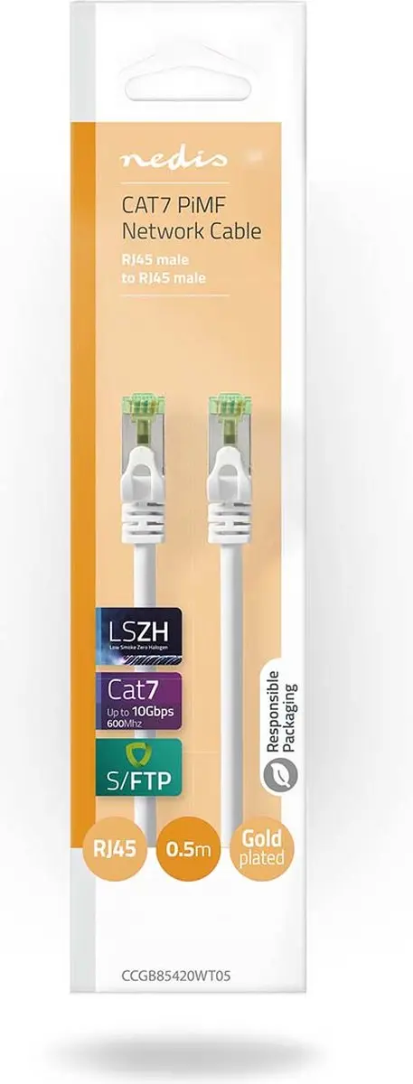Nedis CAT7 Netwerkkabel CCGB85420WT05 - 0,5m - Wit