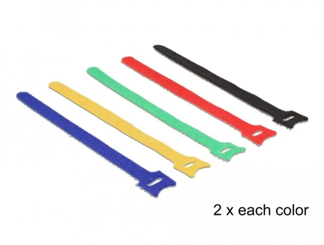 Delock Hook-and-Loop Sluitstrips 200x12mm - 10 Stuks - 5 Kleuren