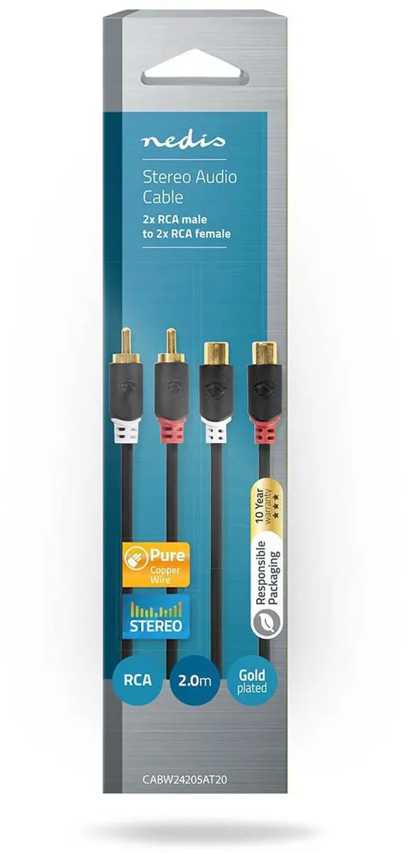 Nedis Stereo-Audiokabel RCA 2.0m - Verguld - Antraciet