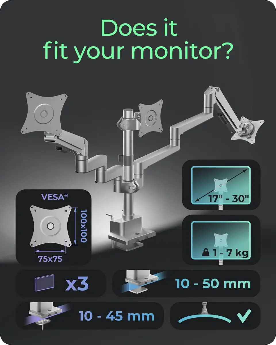 Icy Box IB-MS525-T Monitorstatie 30" - Grijs/Zilver