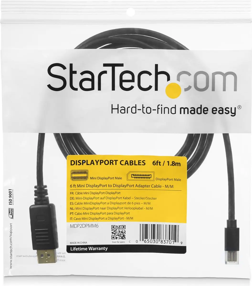 Startech MDP2DPMM3 Mini DisplayPort naar DisplayPort Kabel 0,9m - Zwart