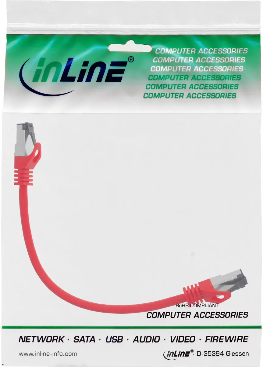 InLine Patchkabel S/FTP Cat.8.1 2000MHz Rood 0,3m