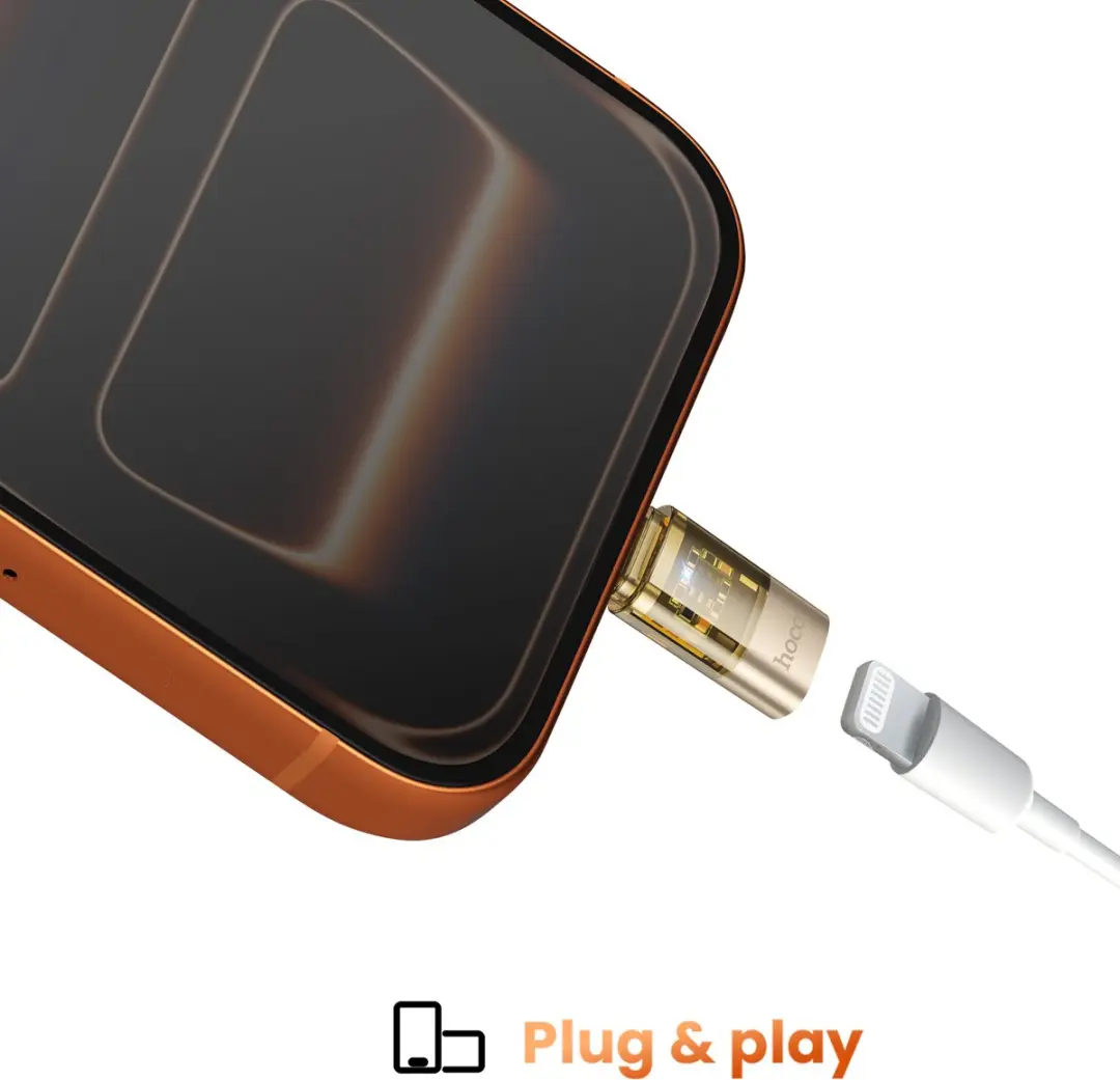 Hoco OTG Lightning naar USB-C Adapter 3A - Goud