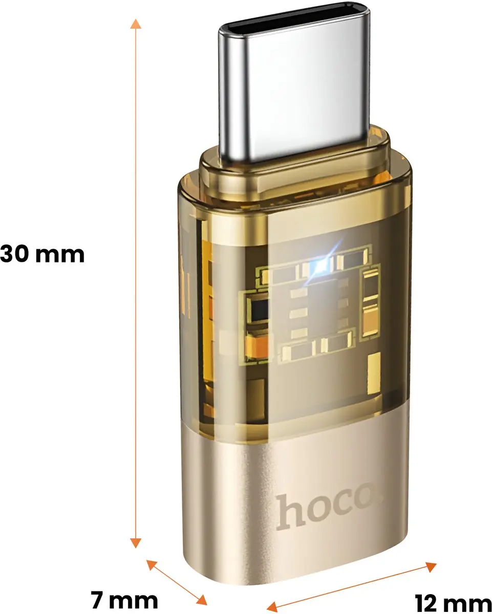 Hoco OTG Lightning naar USB-C Adapter 3A - Goud