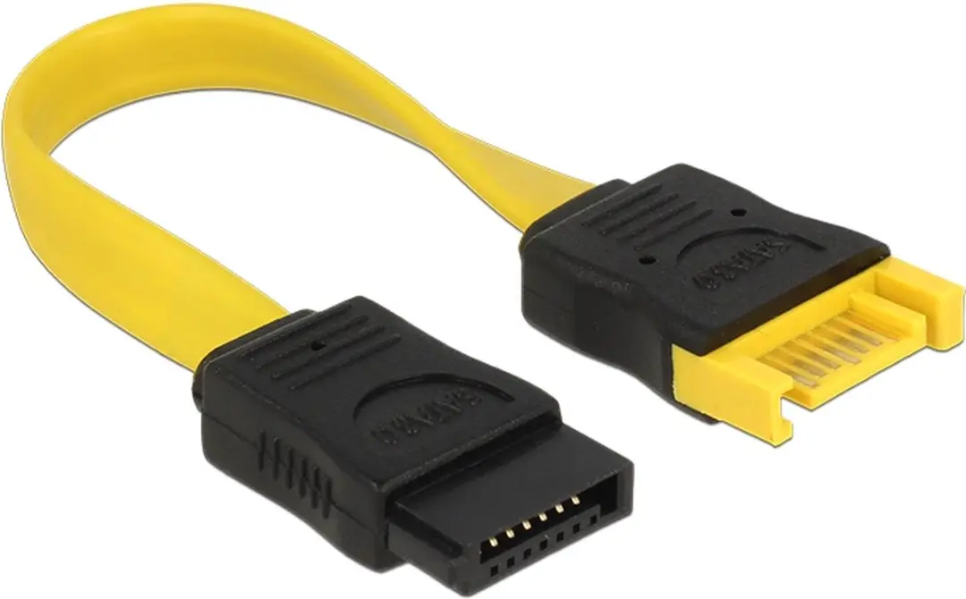 Delock 2xSATAIII Kabel 0,1m - Geel/Zwart