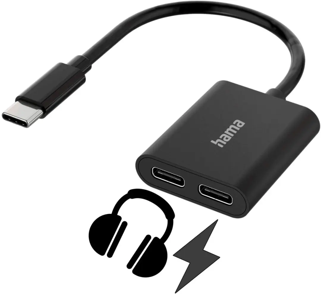 Hama 00200321 Audio-adapter USB-C 2in1 - Zwart
