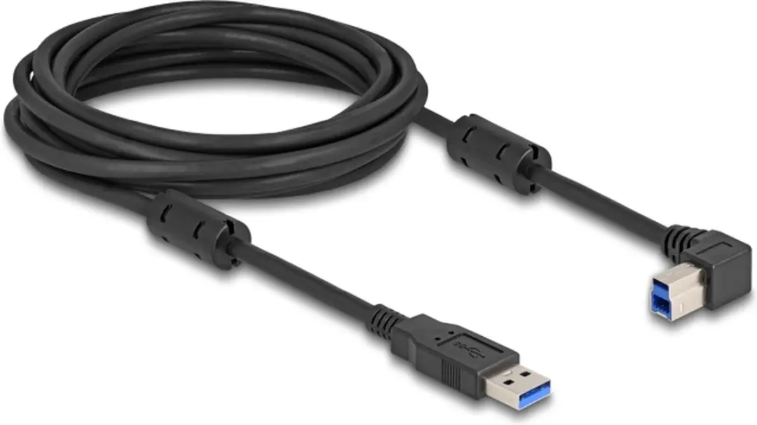 Delock USB-A naar USB-B haaks 5Gbps kabel - 5m - Zwart