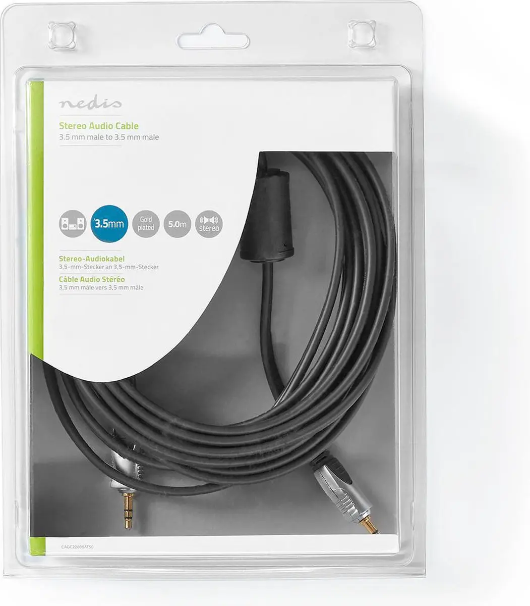 Nedis Stereo-Audiokabel 3,5mm M/M - 5m - Verguld - Antraciet
