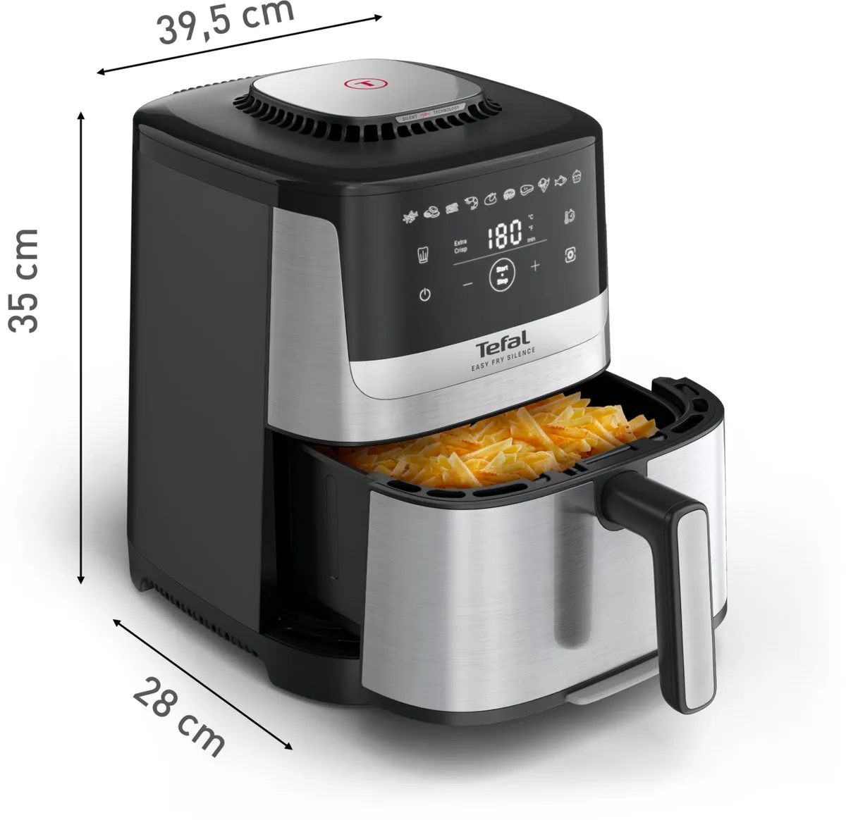 Tefal Easy Fry Silence Deluxe EY552D Airfryer 1670W - 5L - Zwart/RVS