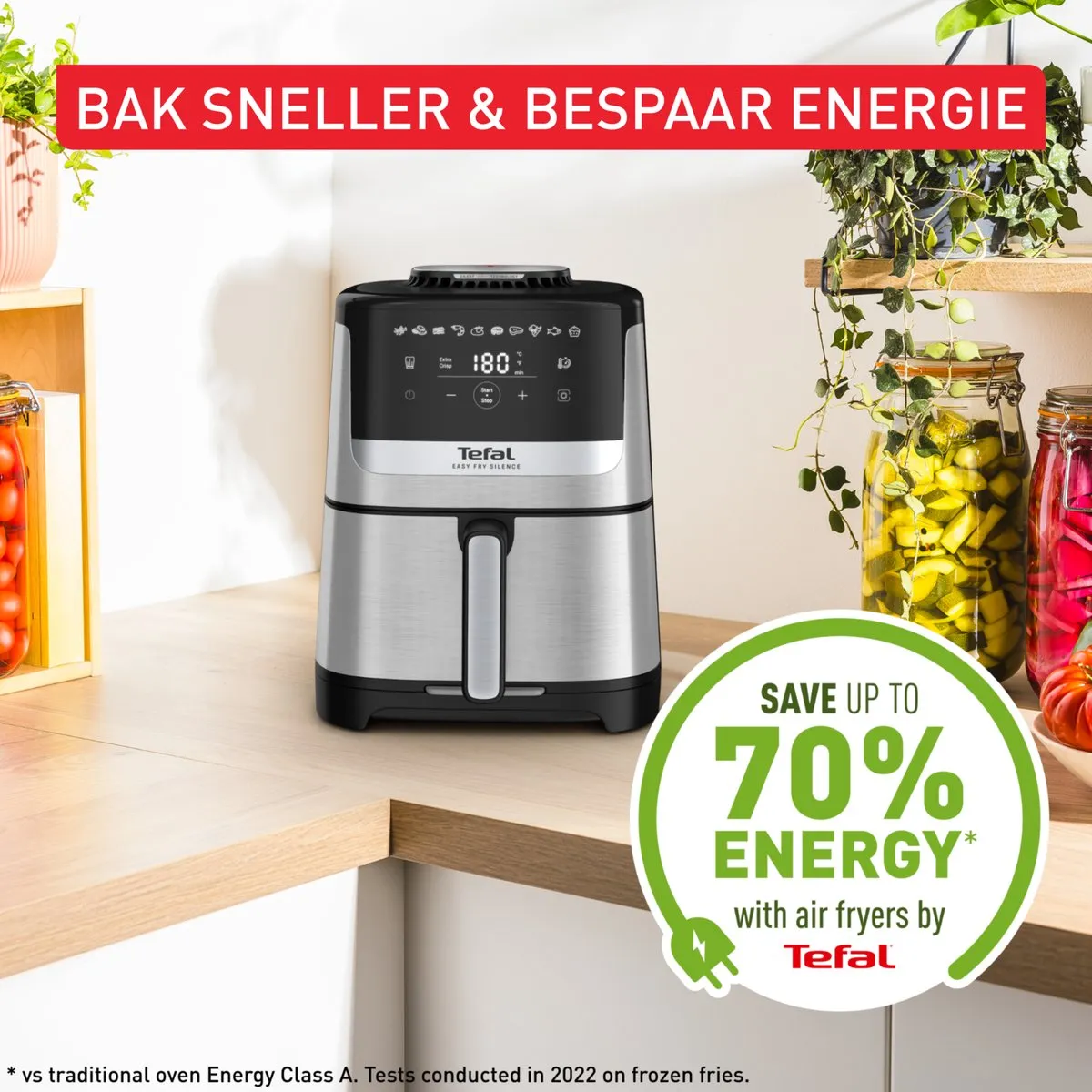 Tefal Easy Fry Silence Deluxe EY552D Airfryer 1670W - 5L - Zwart/RVS