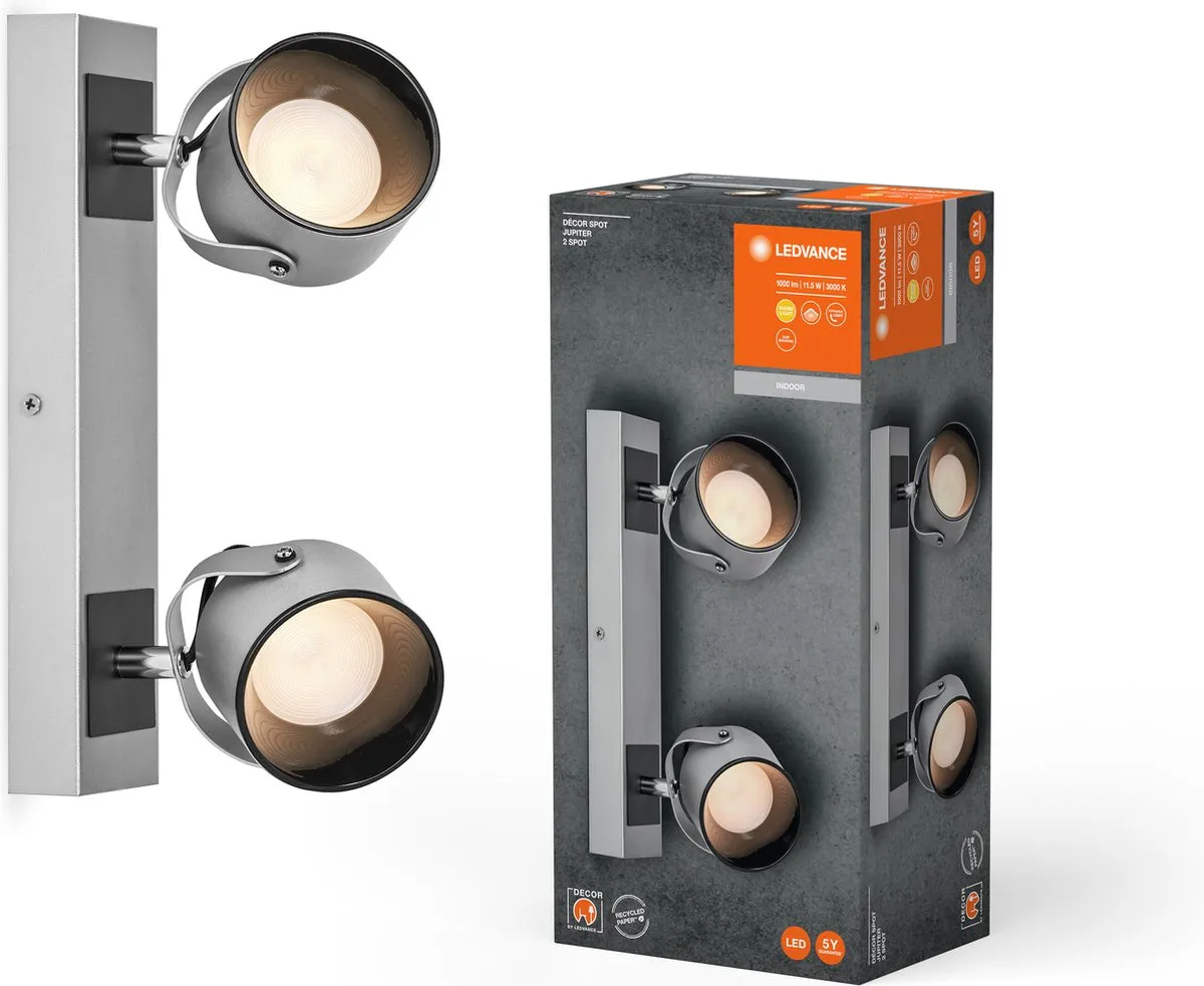 LEDVANCE Decor Spot Jupiter Silver 2 Spot - 11,5W 410lm Warm Wit