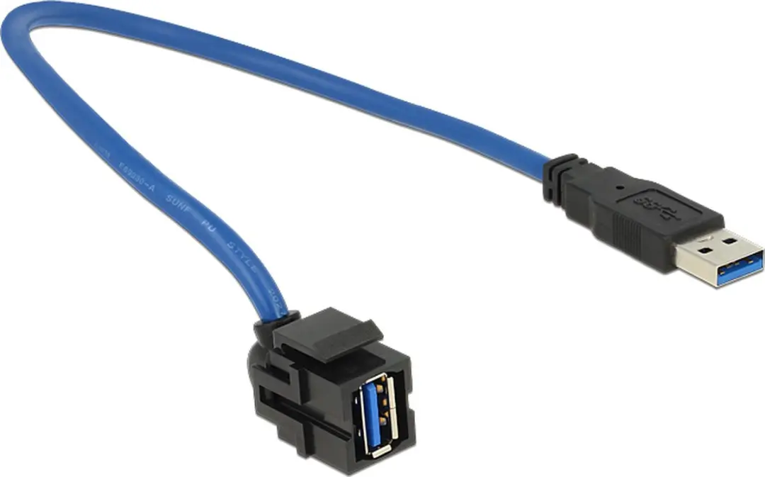 Delock USB 3.0 A Male naar A Female Kabel 0.5m - Zwart
