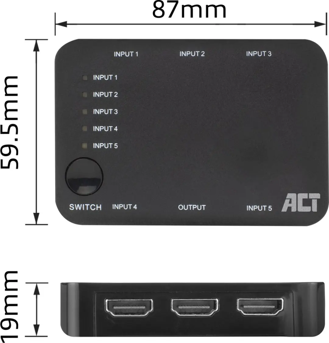 ACT HDMI Schakelaar AC7841 5-poorts - 4K 60Hz - Zwart - afbeelding 6 van 6