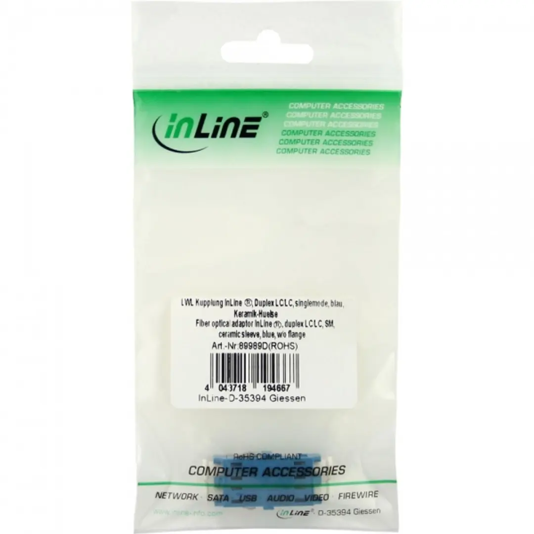 InLine LC Duplex Single Mode Kabelkoppelstuk - Blauw