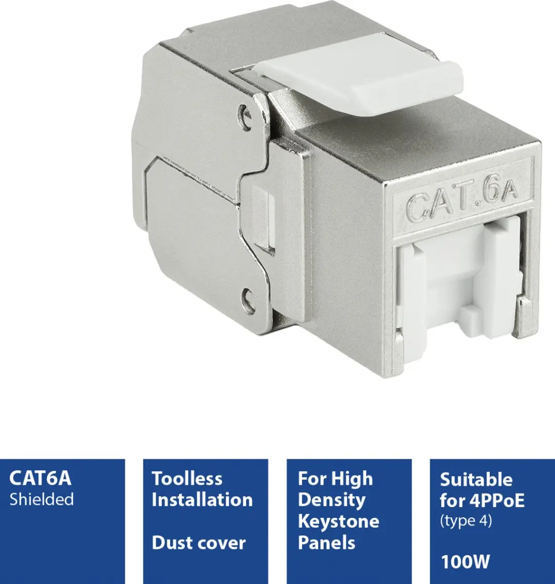 ACT Keystone Jack RJ45 CAT6A Shielded TD6525 - Zilver