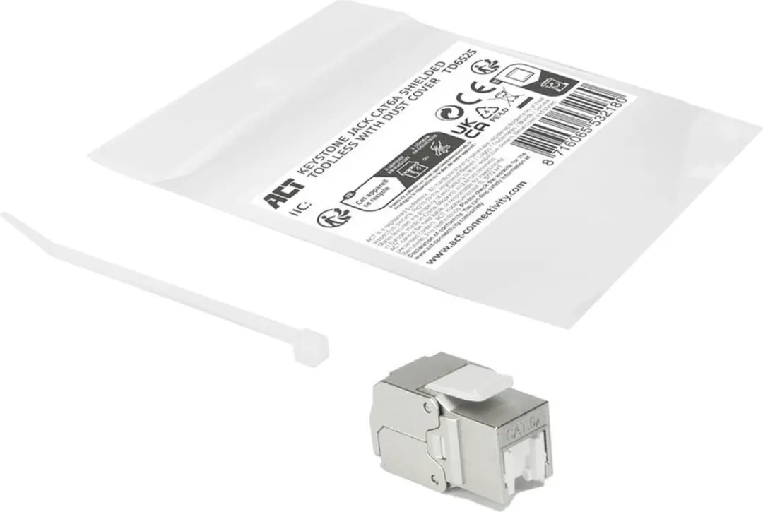 ACT Keystone Jack RJ45 CAT6A Shielded TD6525 - Zilver