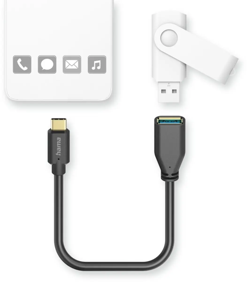Hama USB-C naar USB-A Adapter 5Gbps - 15cm - Zwart