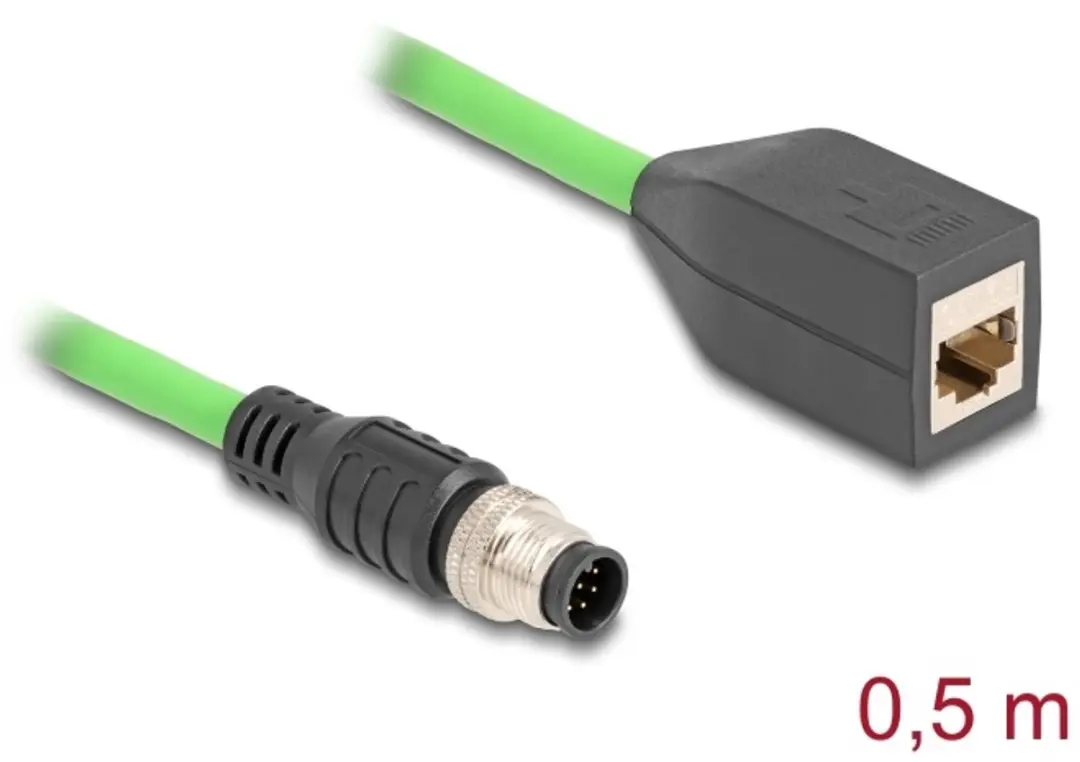 Delock M12 8-pins A-gecodeerd Industriële Netwerkkabel CAT5e 0,5m - Groen